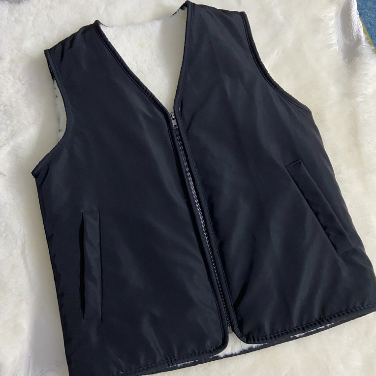 V领冬季直下摆标准厚款短款马甲拉链通用侧缝插袋