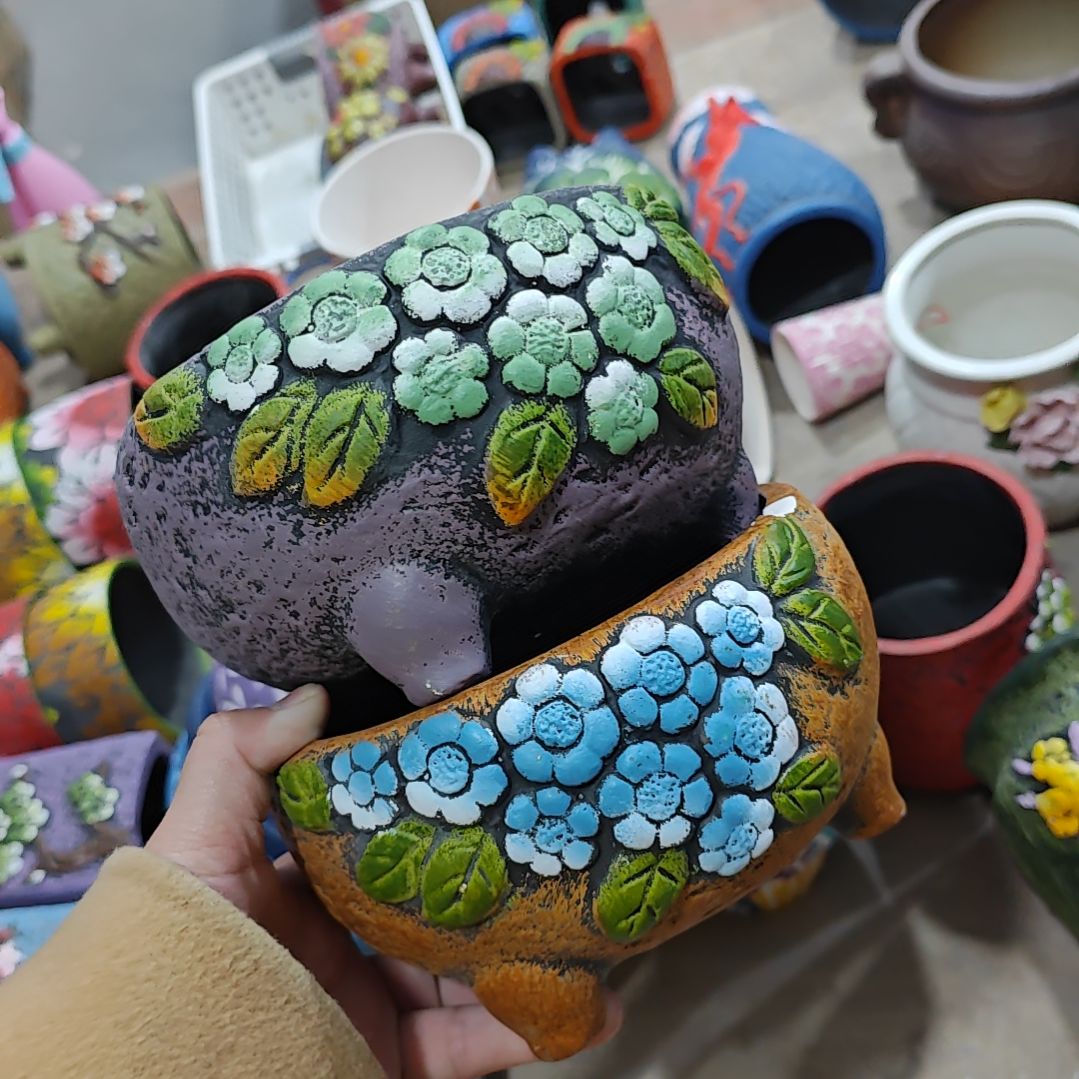 红陶吸水透气的白陶花盆凑满12发货