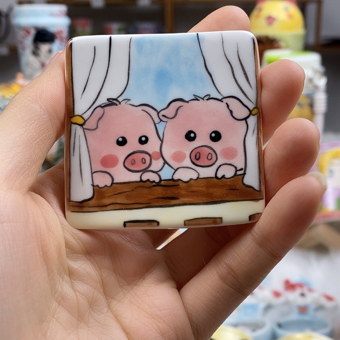 o***e瓷片董董文创手绘陶瓷