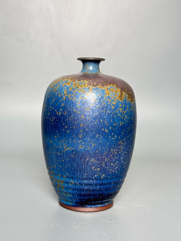 精品钧窑金斑结晶釉花瓶花器，纯手工摆件