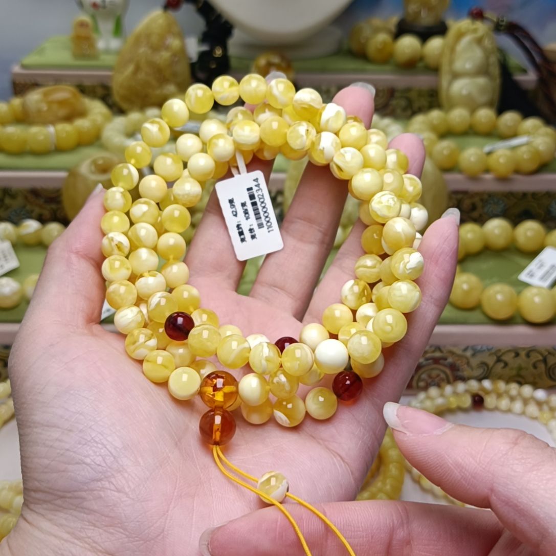 未镶嵌蜜蜡手串8+108圆珠