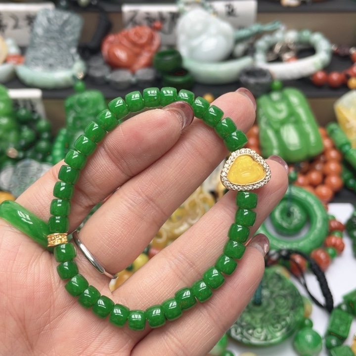 翡翠未镶嵌手链手链干青处理5