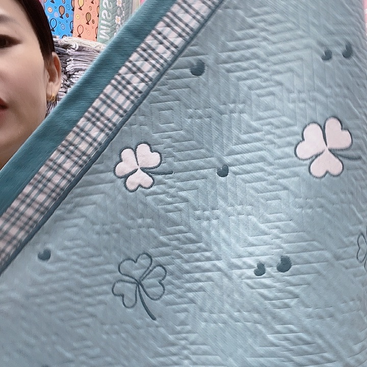 棉银杏叶蓝色纯棉