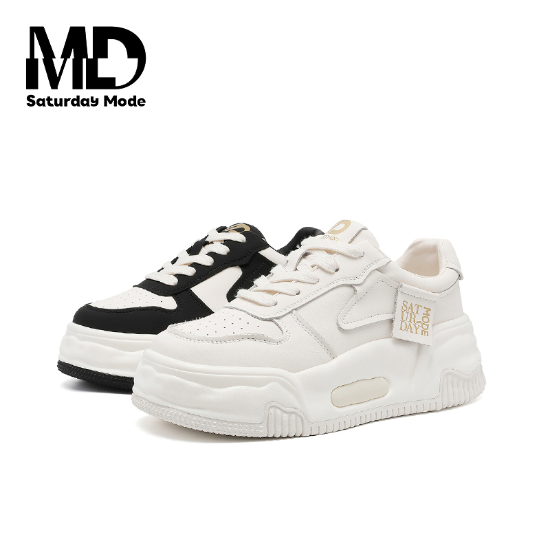 SATURDAYMODE棉花糖熊猫2025新款厚底小白鞋l60