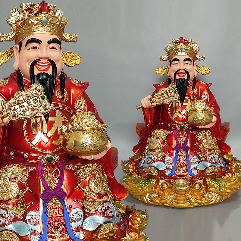 新款树脂金衣财神爷神像招财进宝店铺公司开业家用摆件