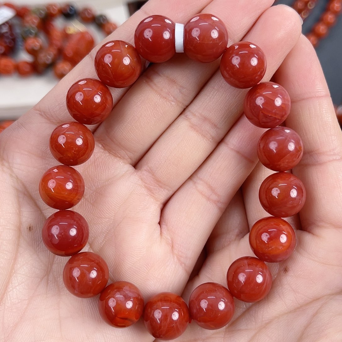 南红玛瑙未镶嵌瓦西锦红满肉单圈12mm