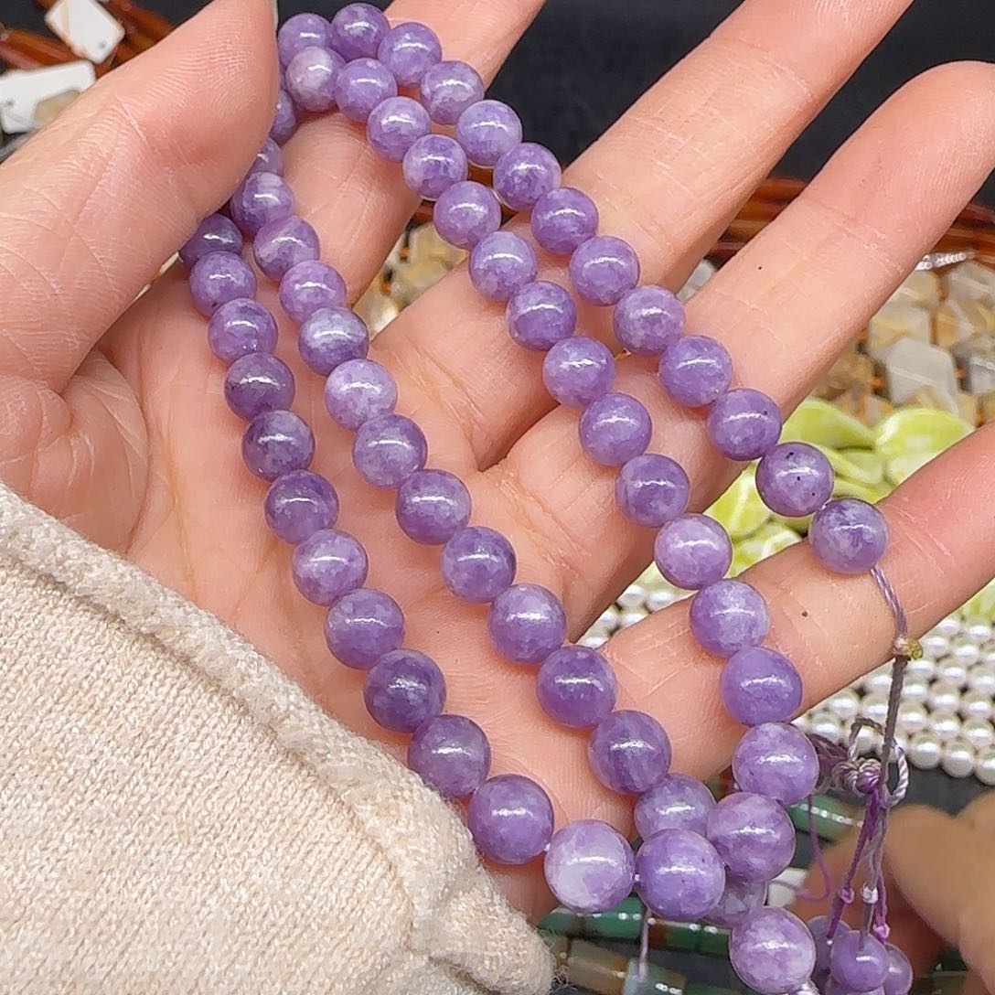 玛瑙/玉髓合金珠宝半成品紫丁香6mm一条