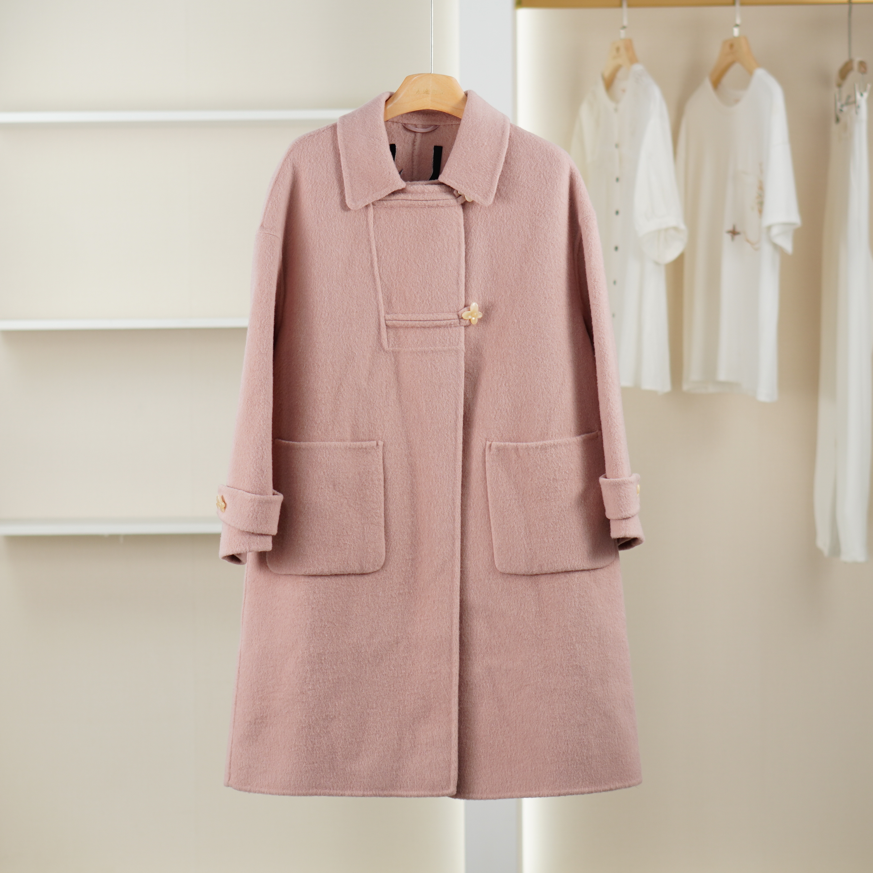 麦迪尚品【三C】5100958 秋冬气质长款含羊毛呢大衣品牌女装