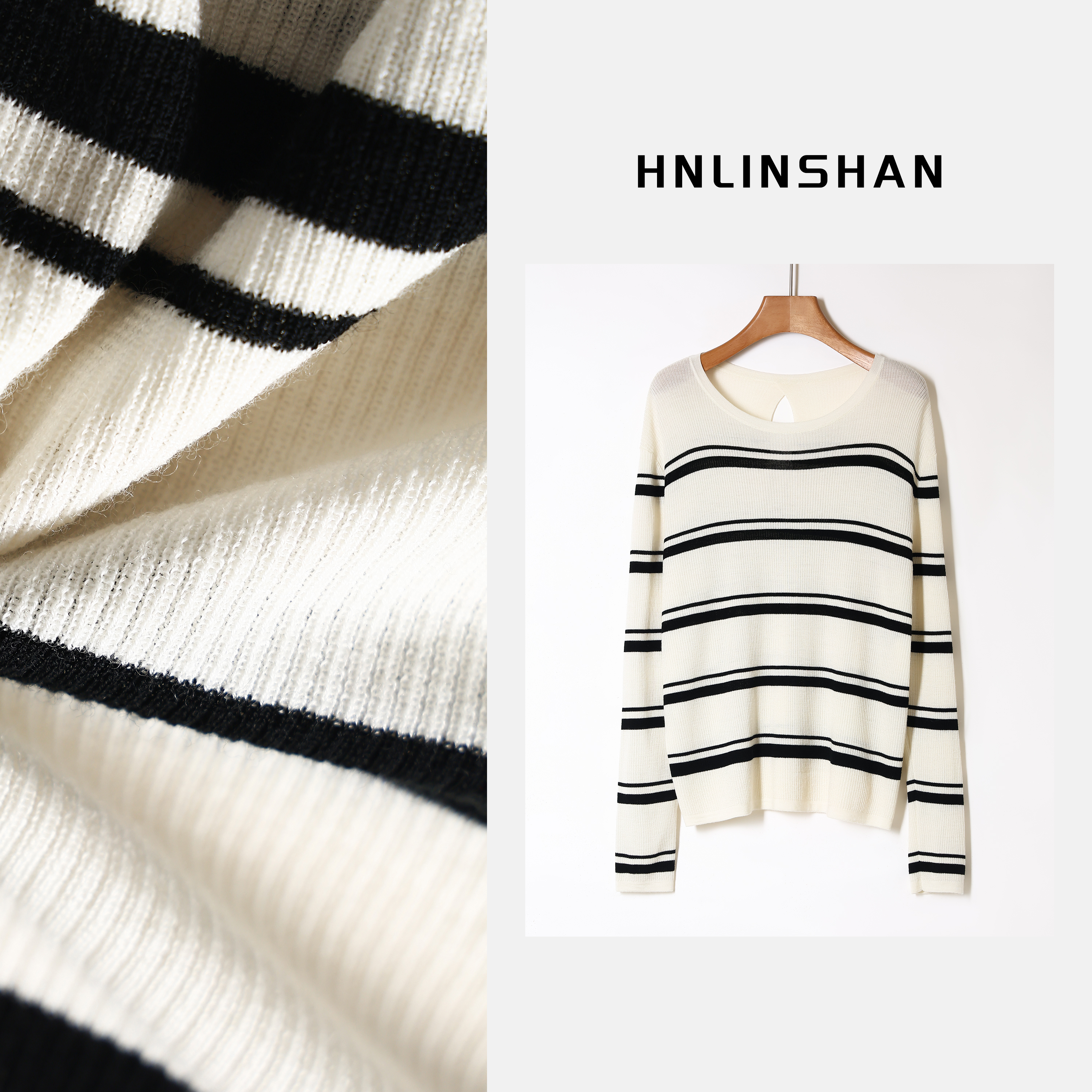 清【贝壳】后背设计感贝壳扣三醋酸羊毛针织上衣BQZ3004