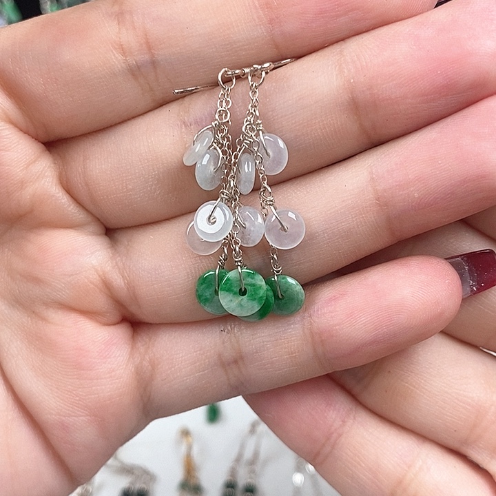 翡翠银S925镶嵌耳饰