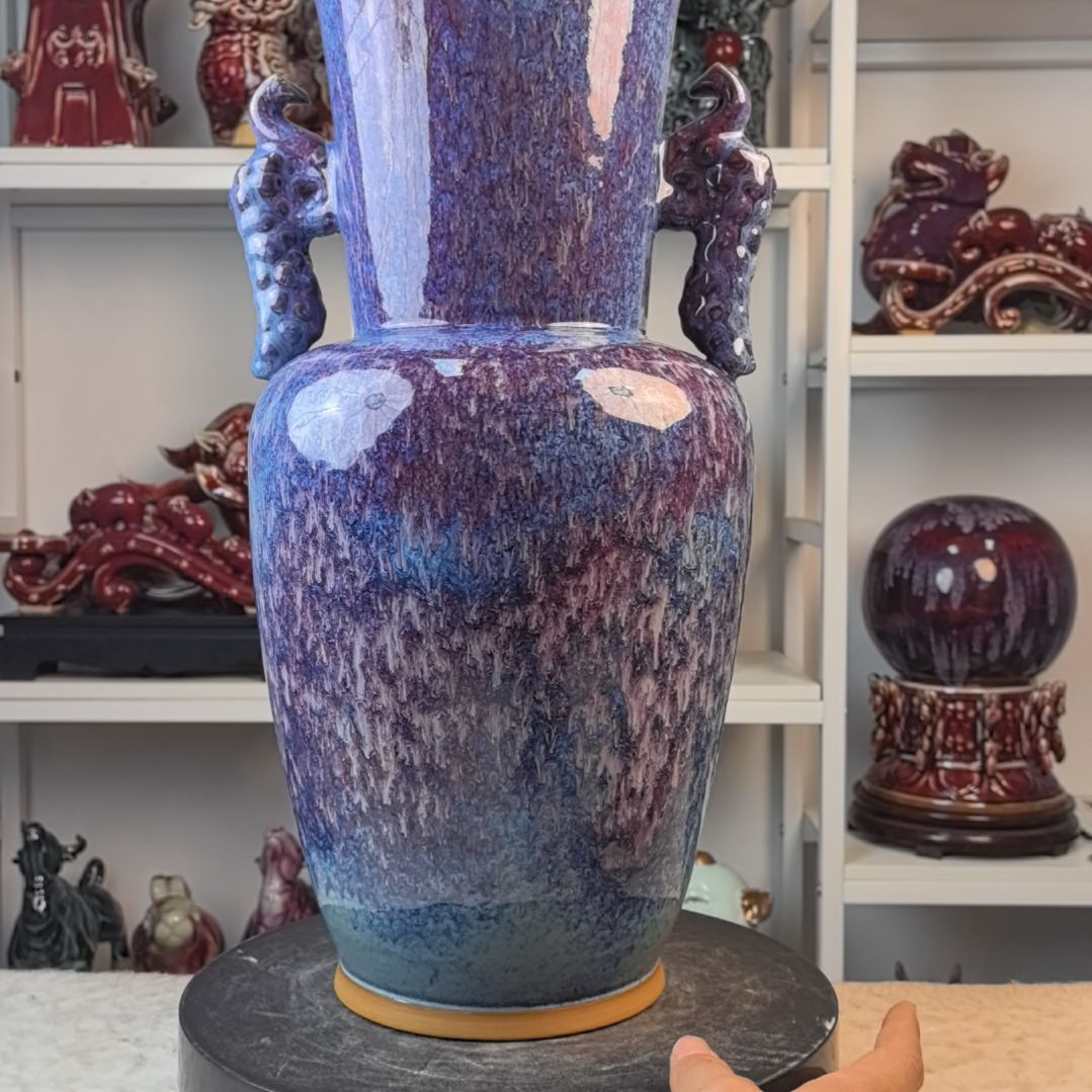 摆件钧瓷摆件神後鎮鈞瓷