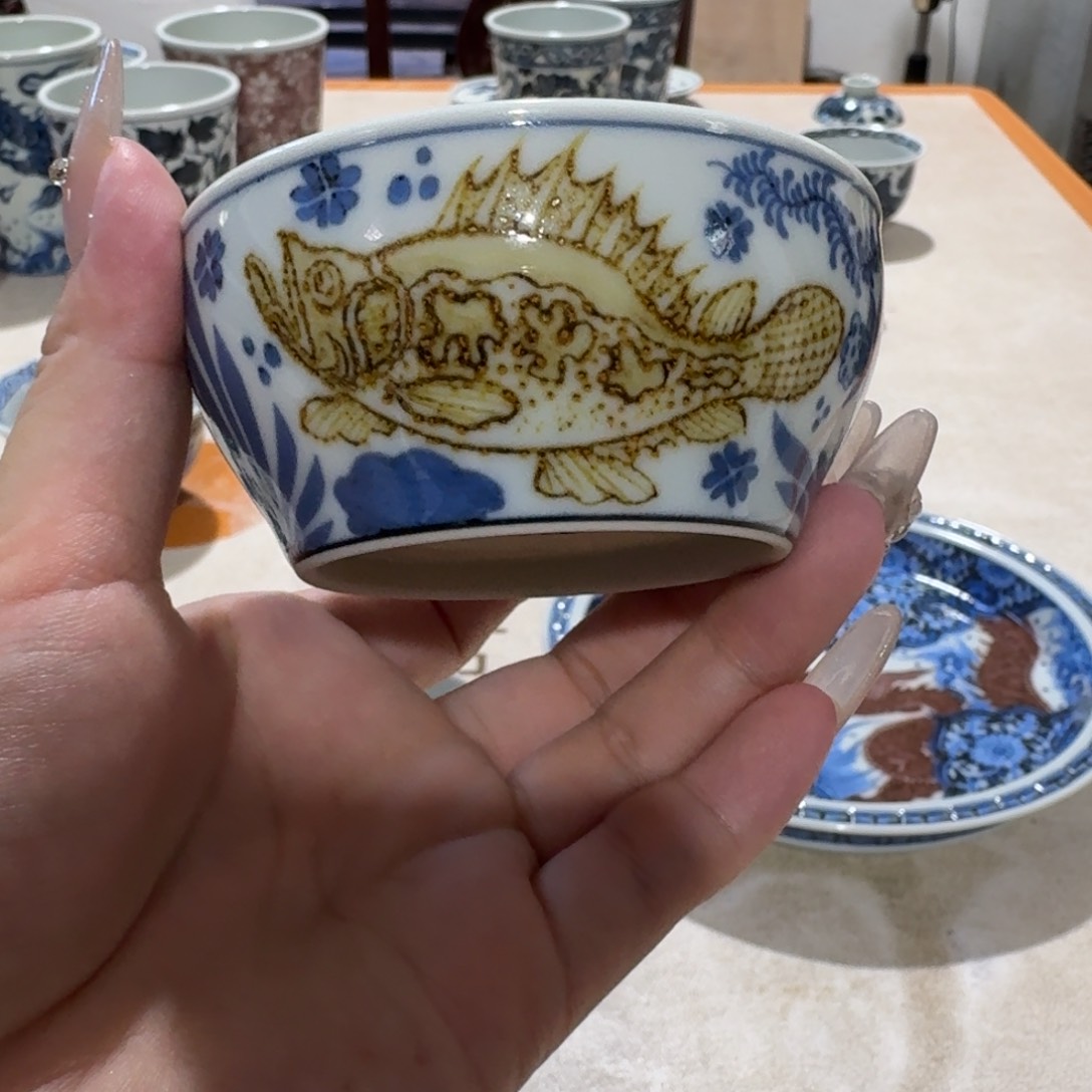 丰良窑制手工手绘杯杯微瑕