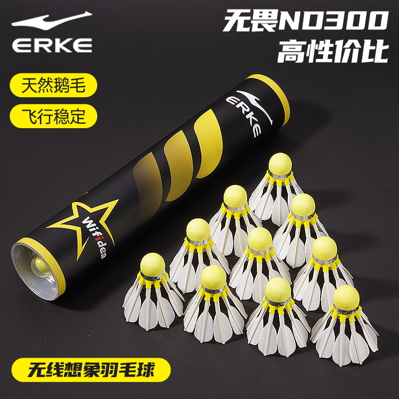 鸿星尔克无线想象羽毛球耐打鹅毛球无畏ND300学生初学训练用球