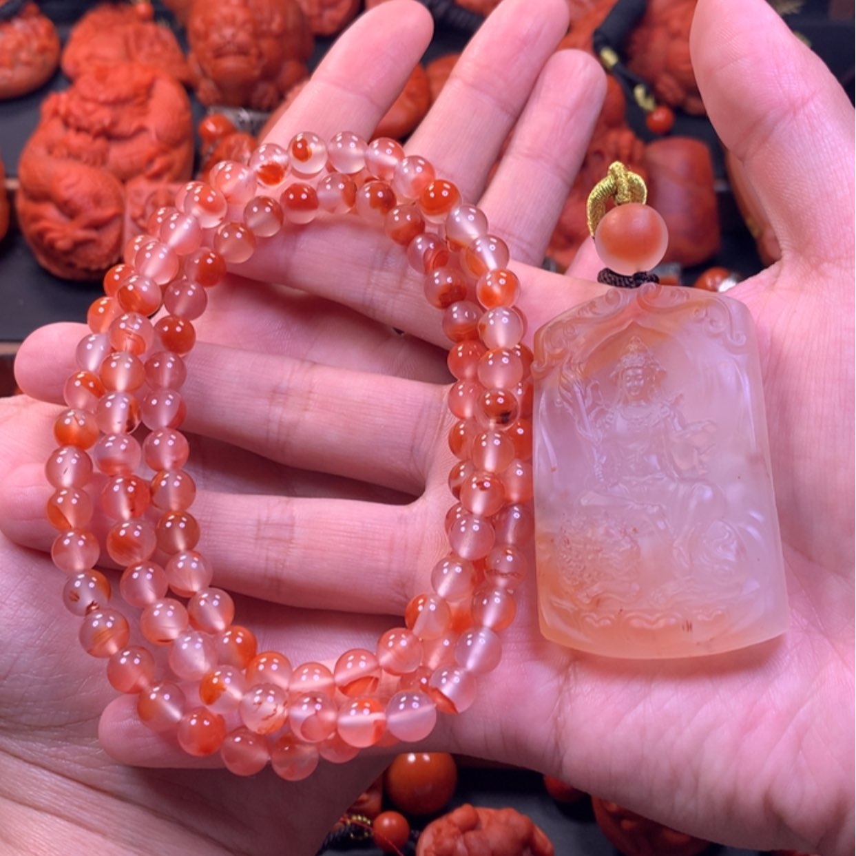 【闪购商品】南红玛瑙项链吊坠挂件未镶嵌@****@