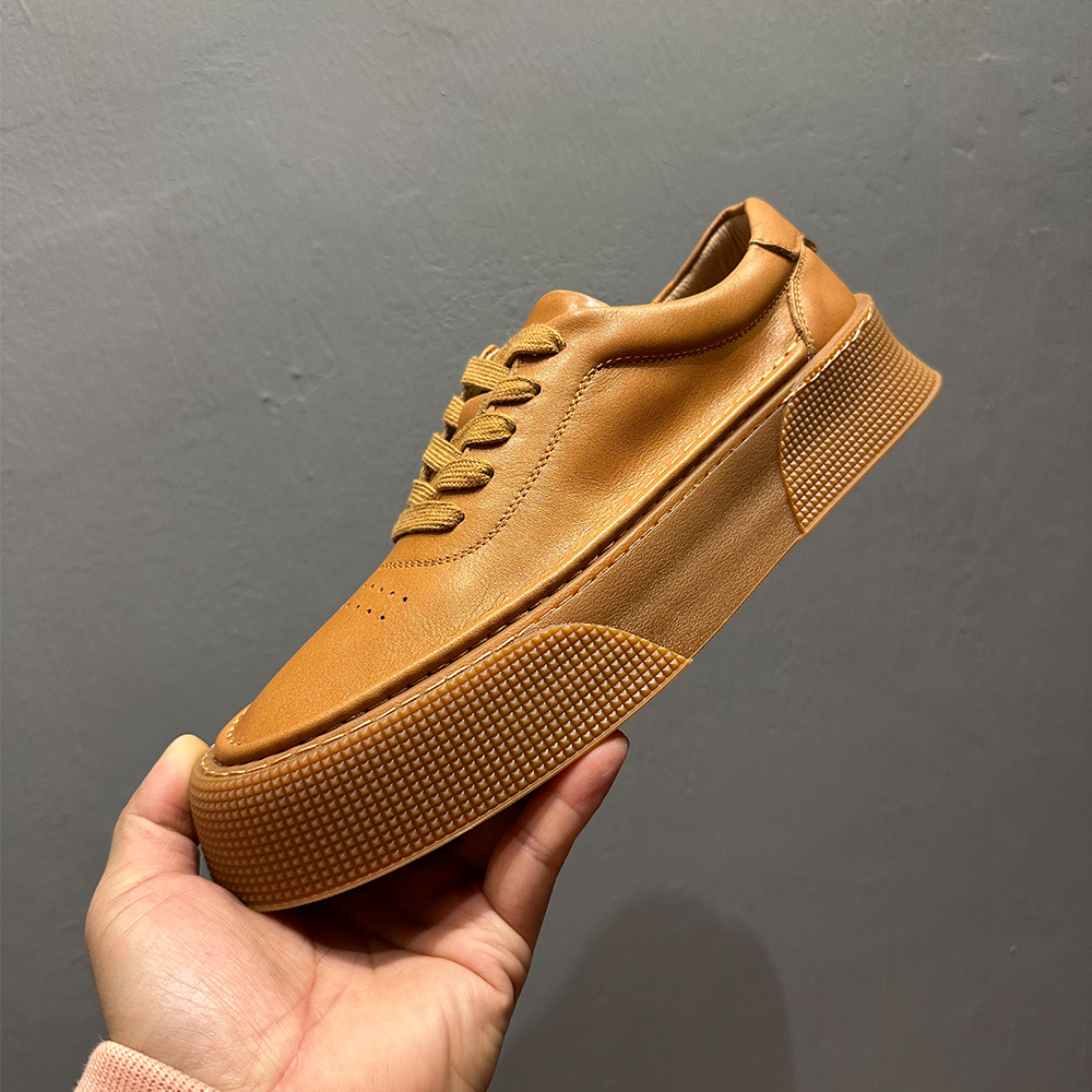 韩版镂空复古厚底乐福鞋透气休闲鞋潮鞋板鞋时尚春季低帮系带男士