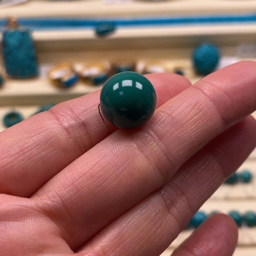 绿松石未镶嵌珠宝奇石直径13圆珠