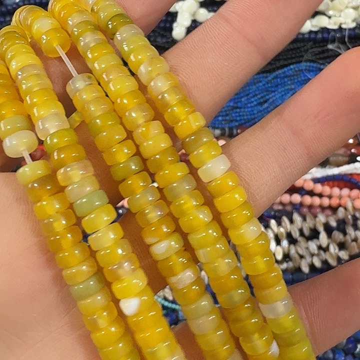 玛瑙/玉髓合金珠宝半成品一条6mm黄色车轮