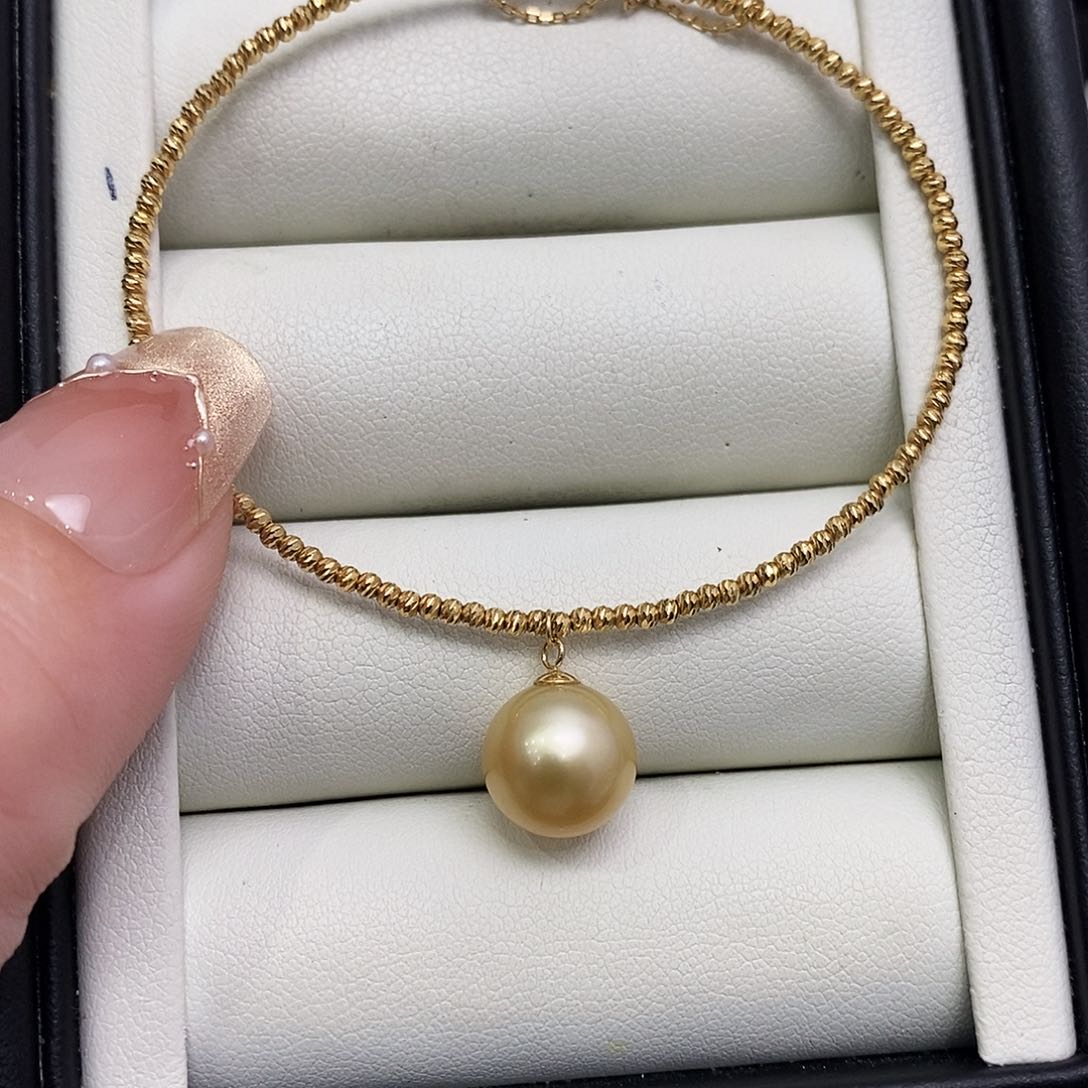 海水珍珠手镯18K金镶嵌10-11m m