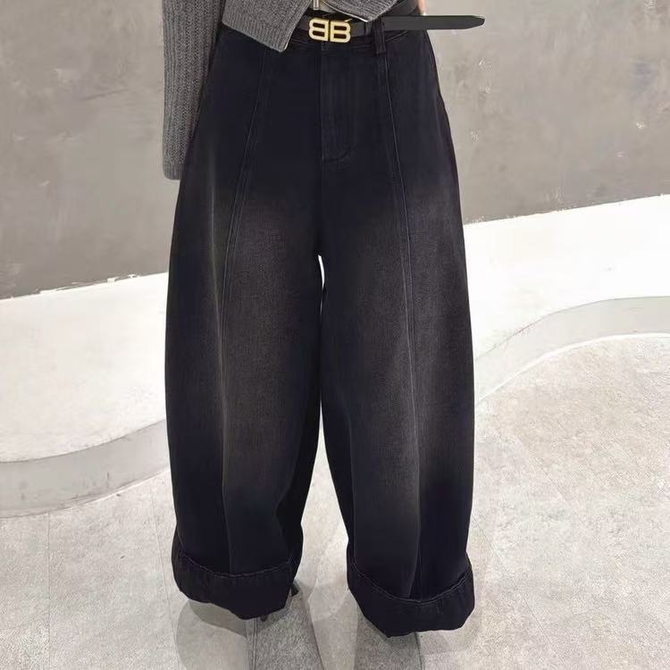 时尚女款黑色牛仔裤加绒
