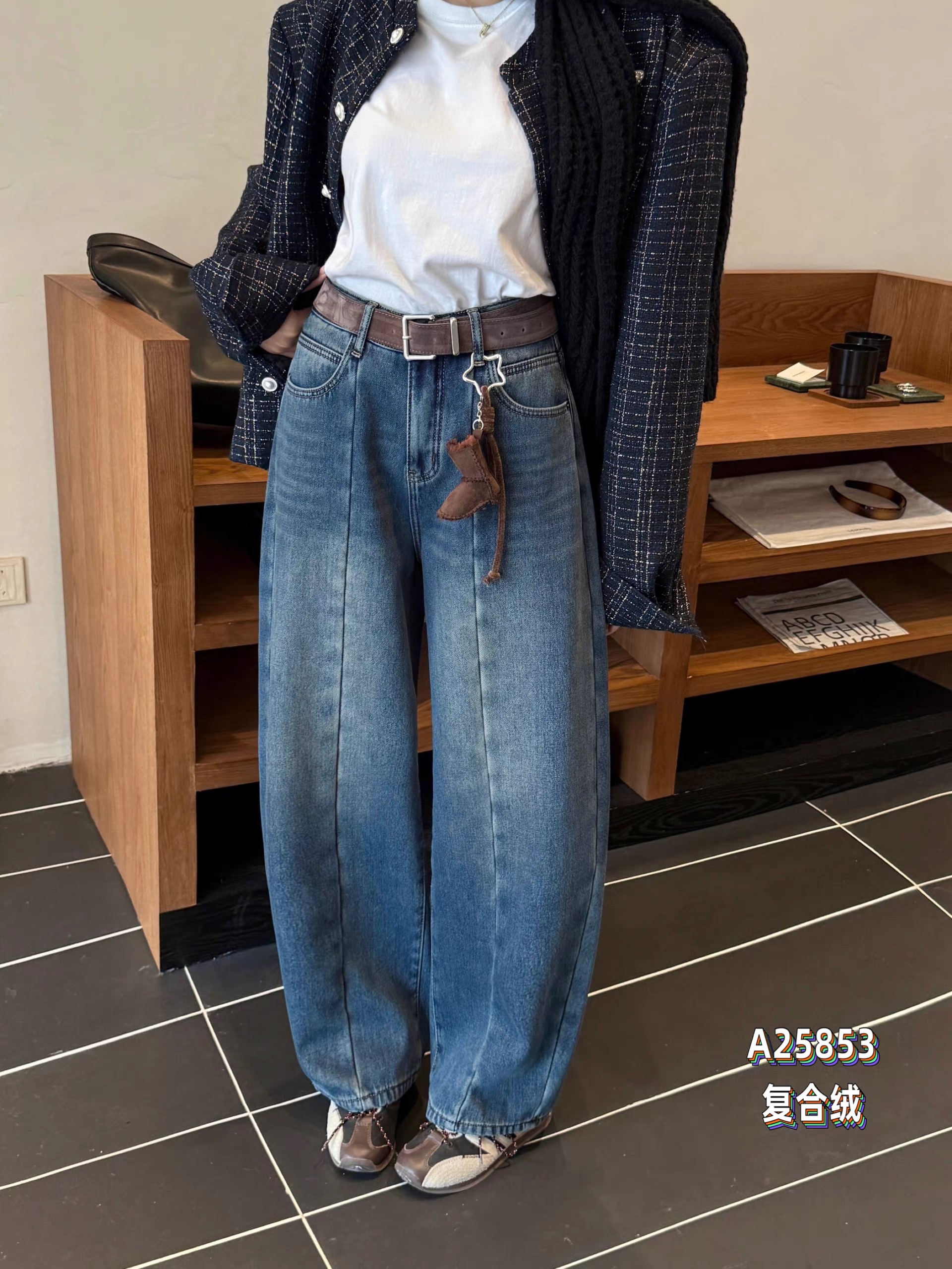 深圳南油（复合绒加厚）弯刀牛仔裤3331