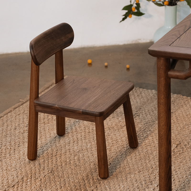 有清堂新中式北美黑胡桃实木儿童椅小椅子