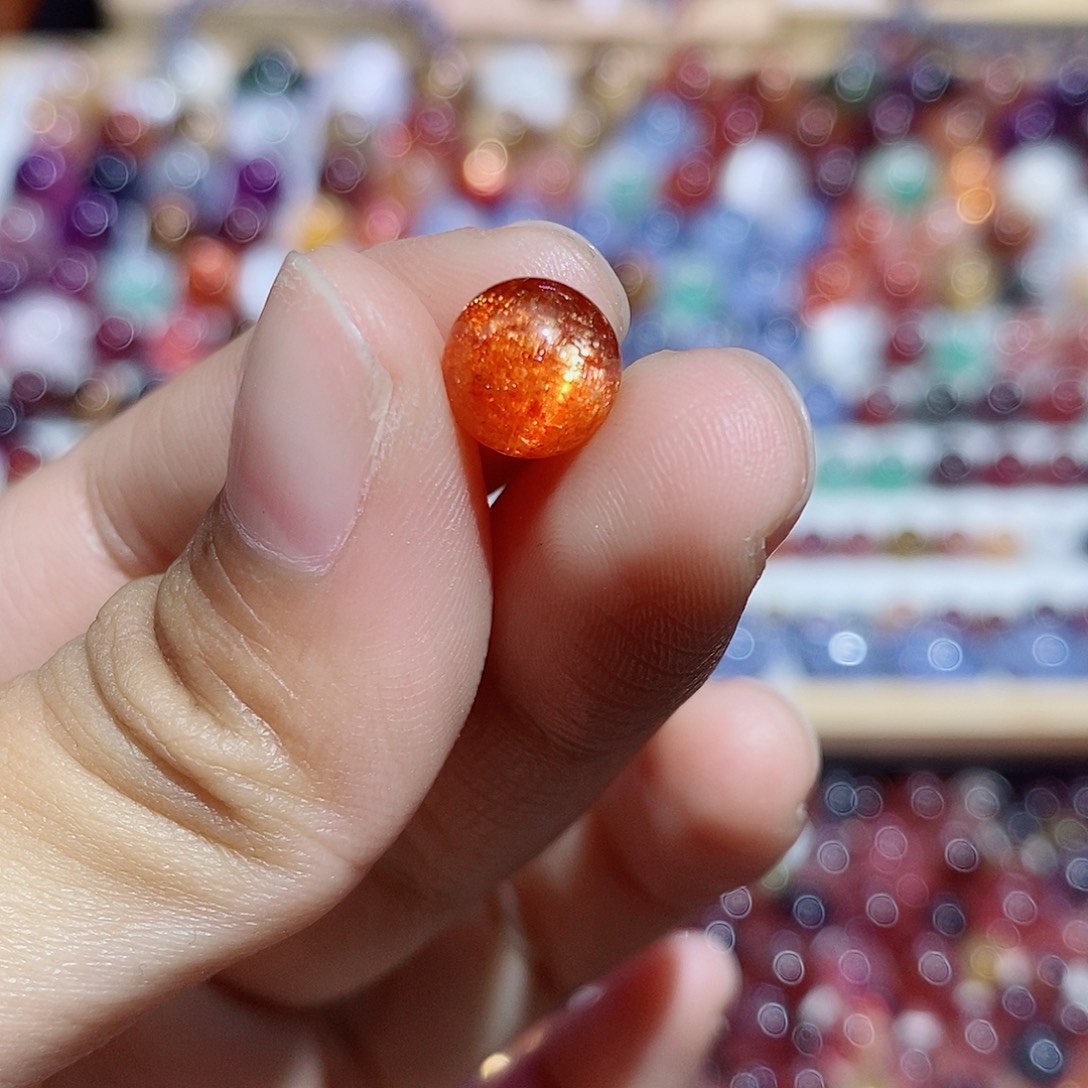 ****霜珠宝半成品未镶嵌日光石金太阳单珠打孔不退