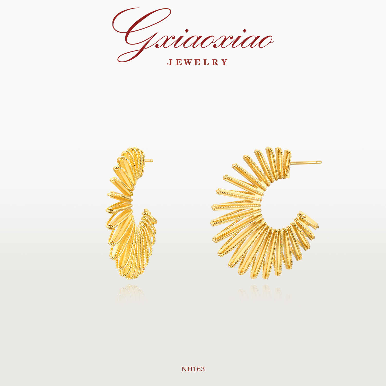 G XIAOXIAO 镀K金 轻奢气质设计线条感复古百搭素款耳环 NH163