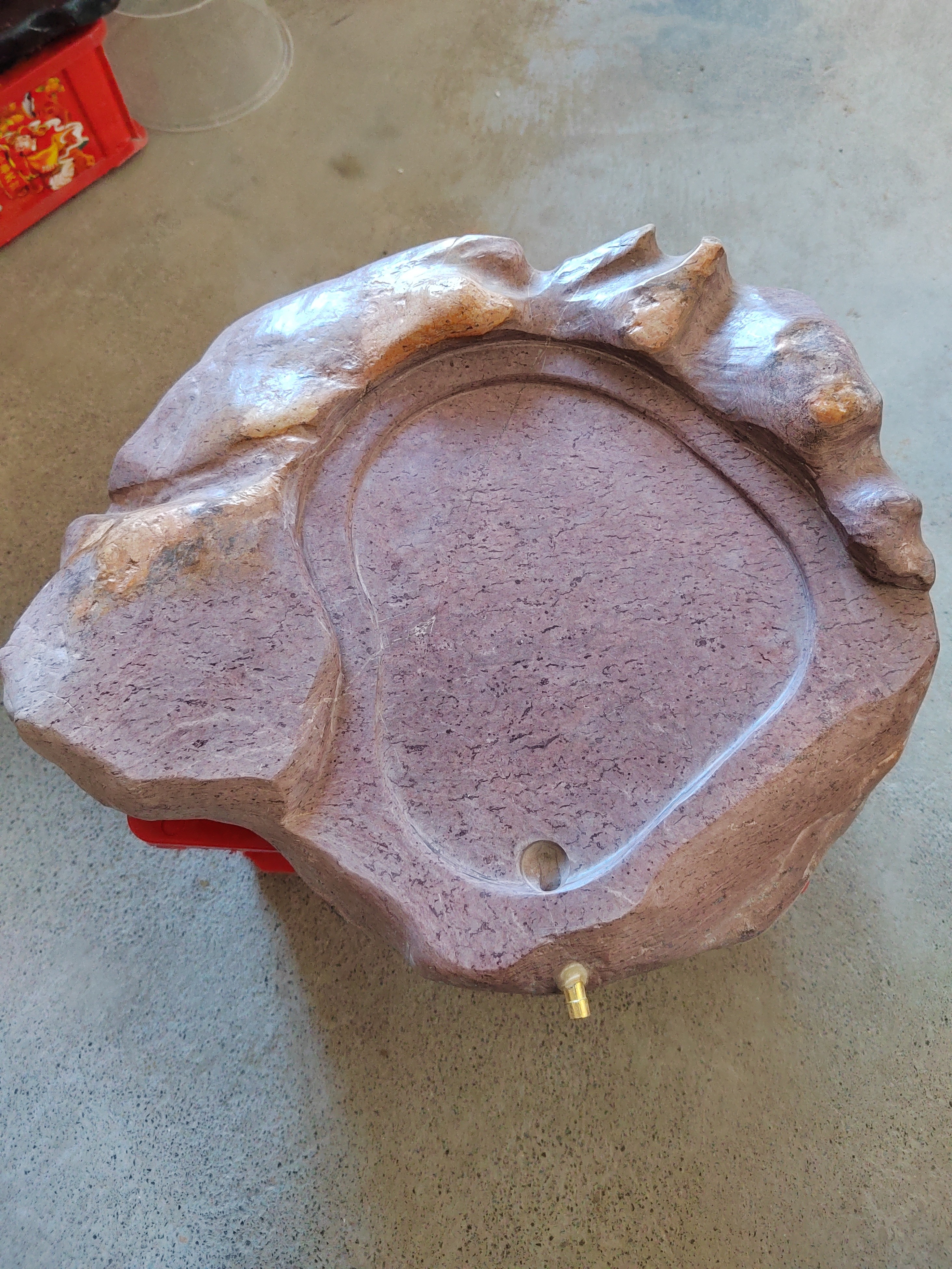 灵璧石彩磬茶盘批发，尺寸38+30