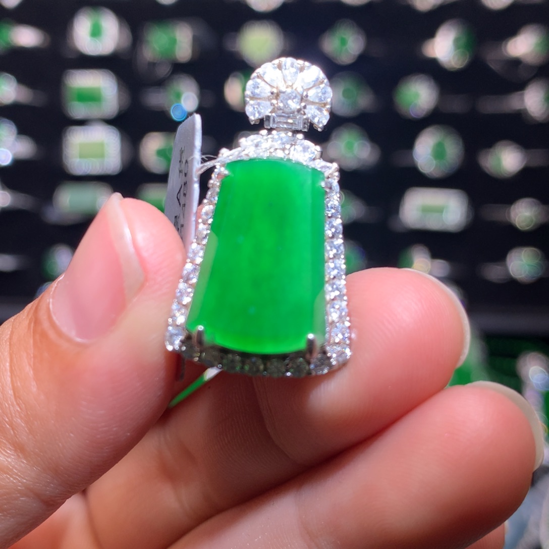 【闪购商品】翡翠银S925镶嵌颈饰天然翡翠