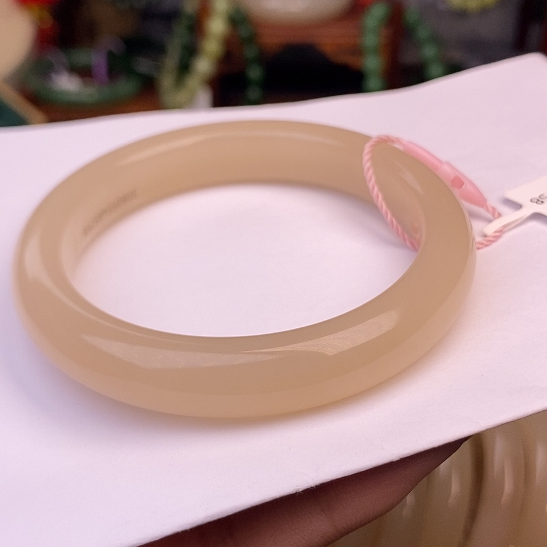 和田玉浓藕粉红粉特细料孤品手镯57.7未镶嵌