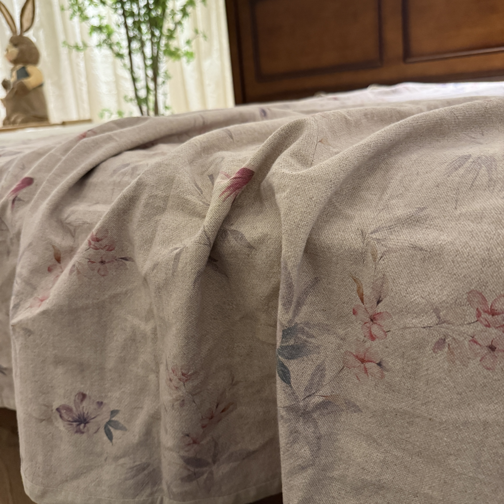 （蝶舞）1.5*2汉麻植物印花9支水洗单人床单凉席