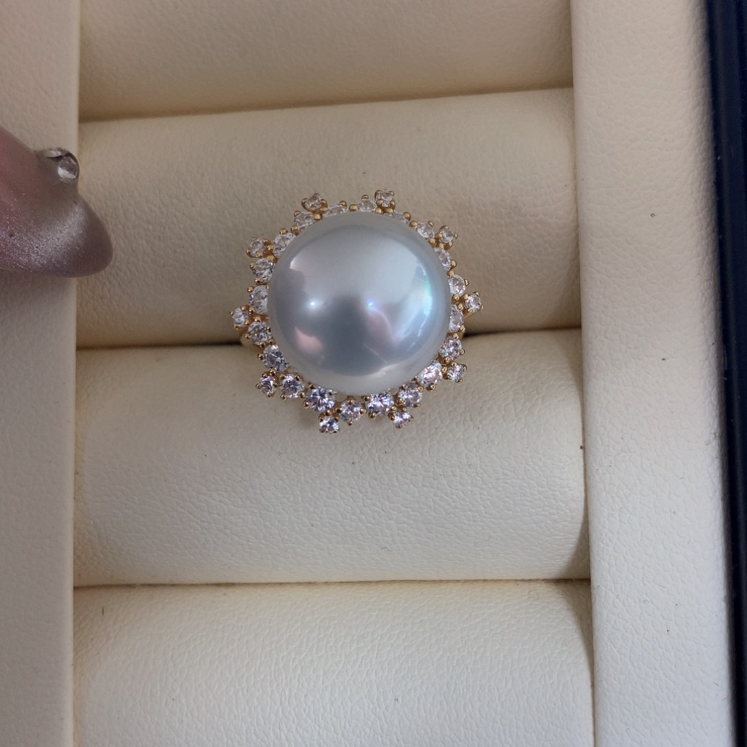 海水珍珠戒指18K金镶嵌