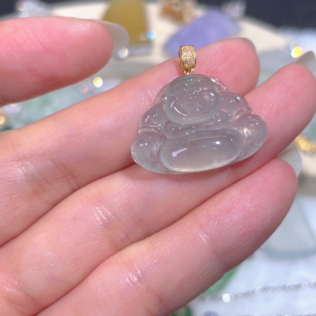 颈饰18K金镶嵌翡翠翡翠