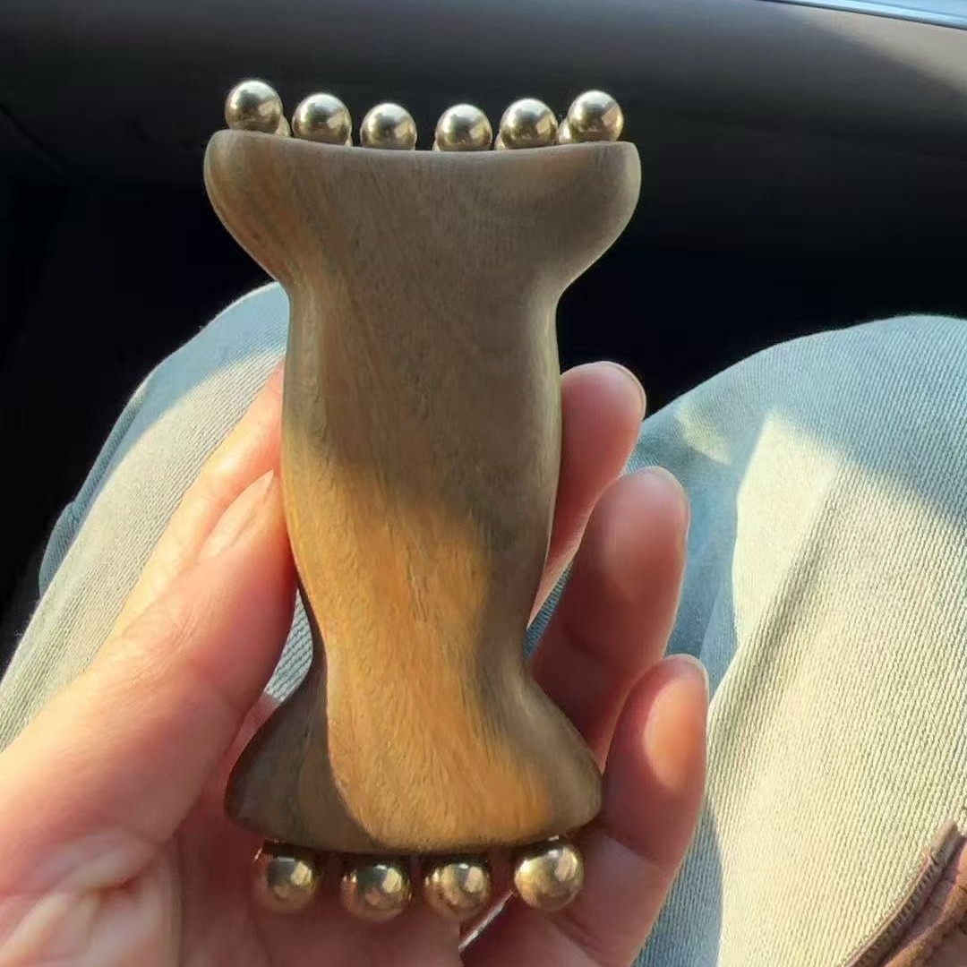 【面部神器】新款绿檀黄铜美容樽法令纹苹果肌面部提拉按摩器檀木