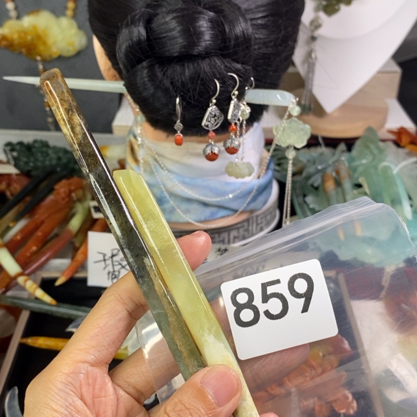 【闪购商品】岫玉发饰未镶嵌薄***^