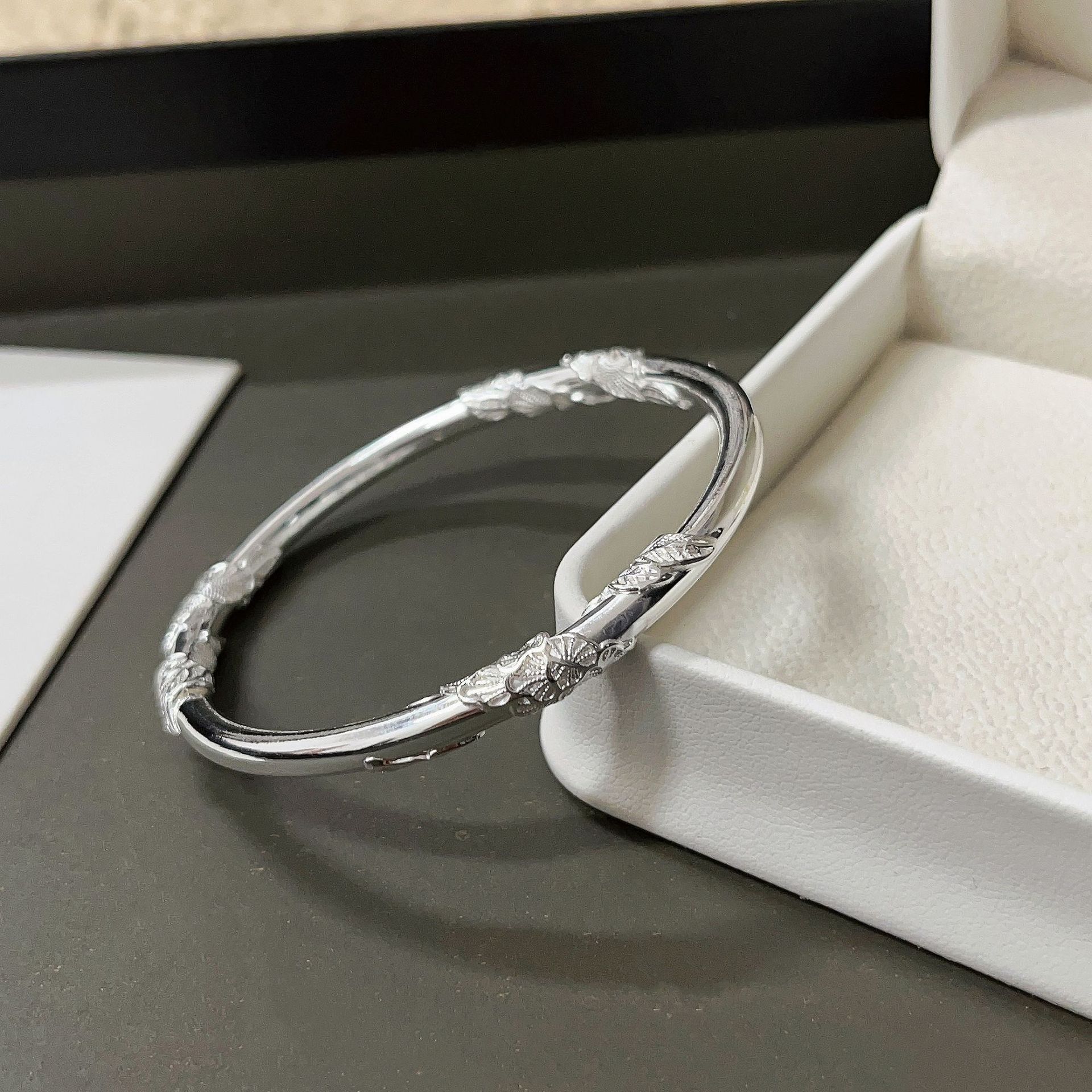 足银手镯 999.9 【39】时尚繁花似锦闭口花丝手环个性女网络爆款