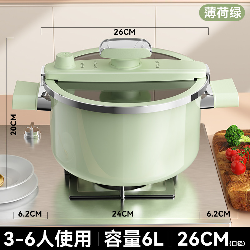 AEU正品100%进口多玛德釉料微压锅60KPA防爆6升低压锅珐琅汤锅