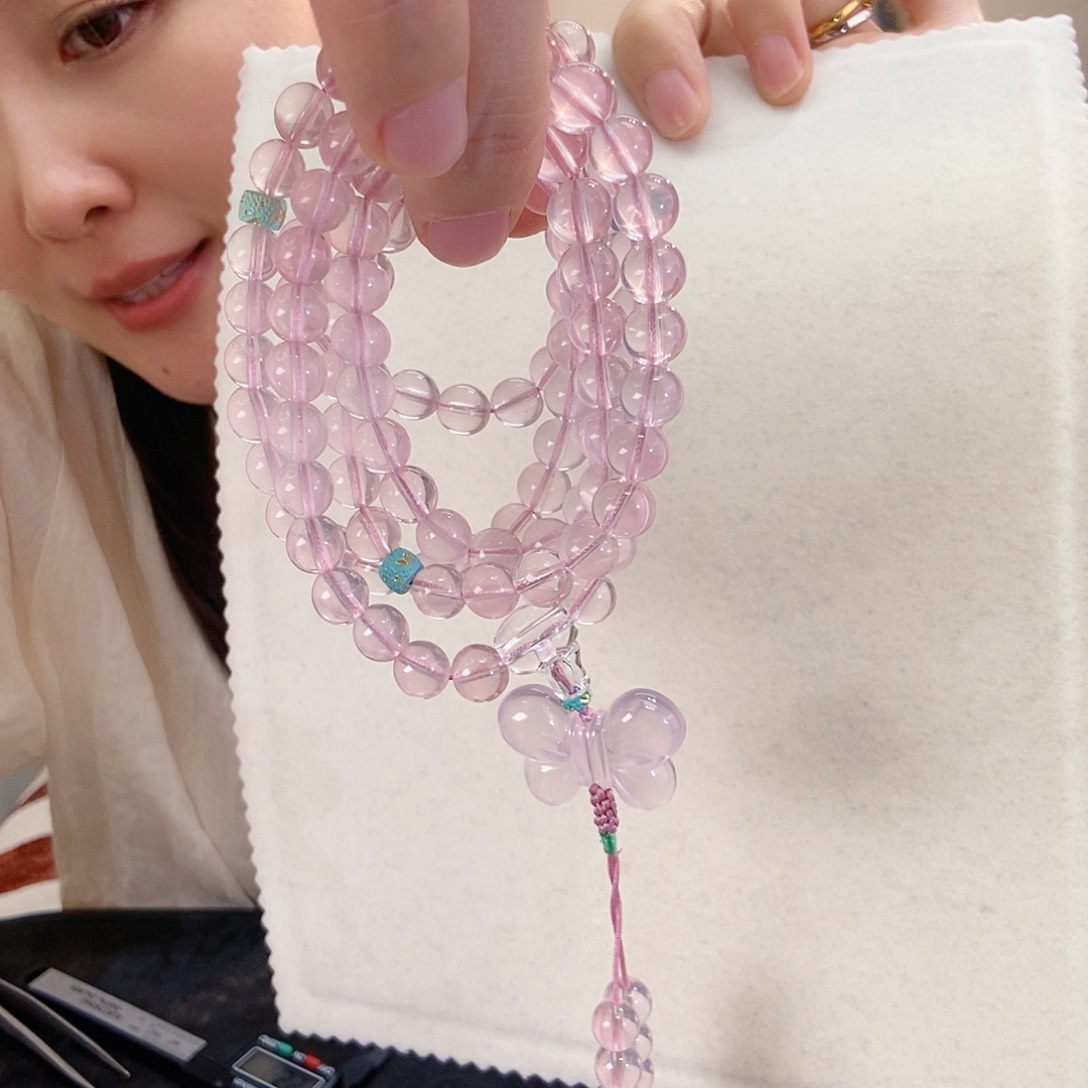 未镶嵌颈饰芙蓉石老矿款星光粉设计款多用款手链项链