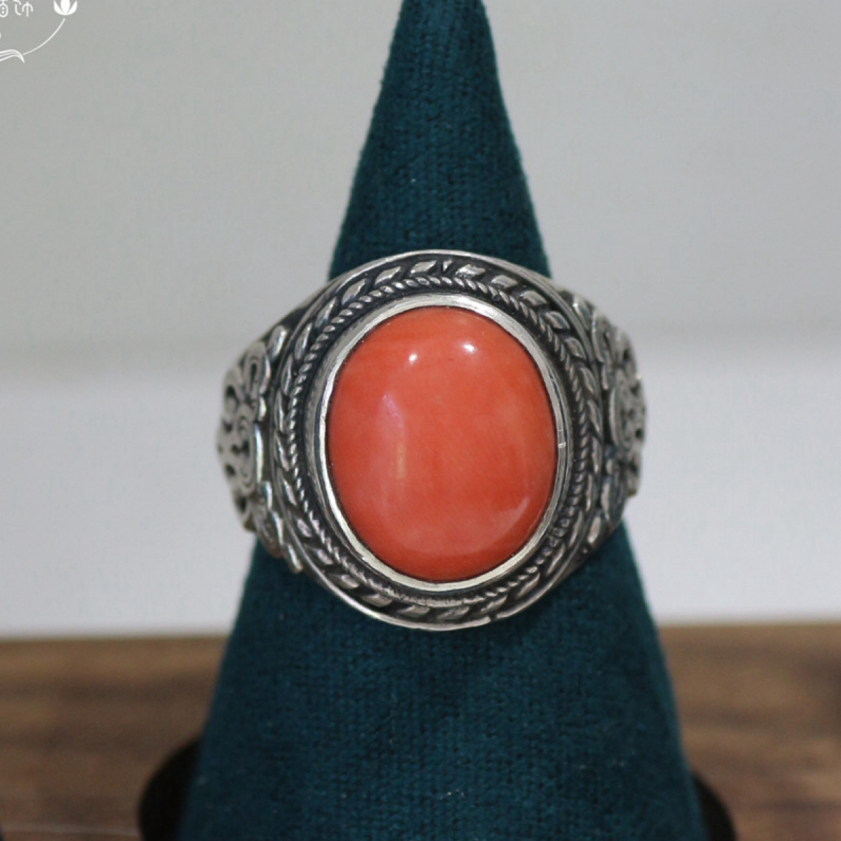 足银戒指 老旭日蒙古元素手工纯银女士戒指1980