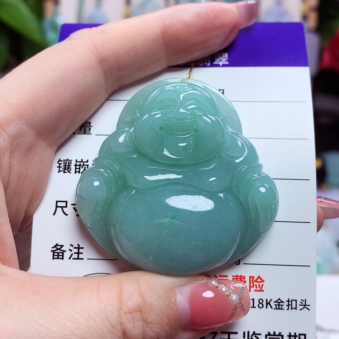 翡翠未镶嵌颈饰佛公33