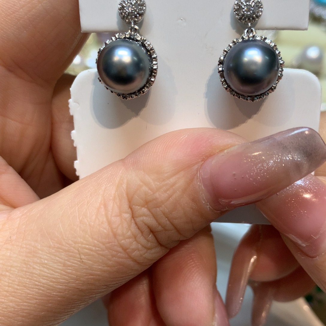 海水珍珠耳饰银S925镶嵌