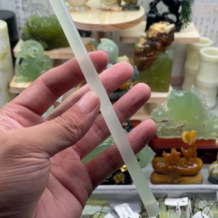 行***涯蛇纹石玉未镶嵌四大名玉毛笔