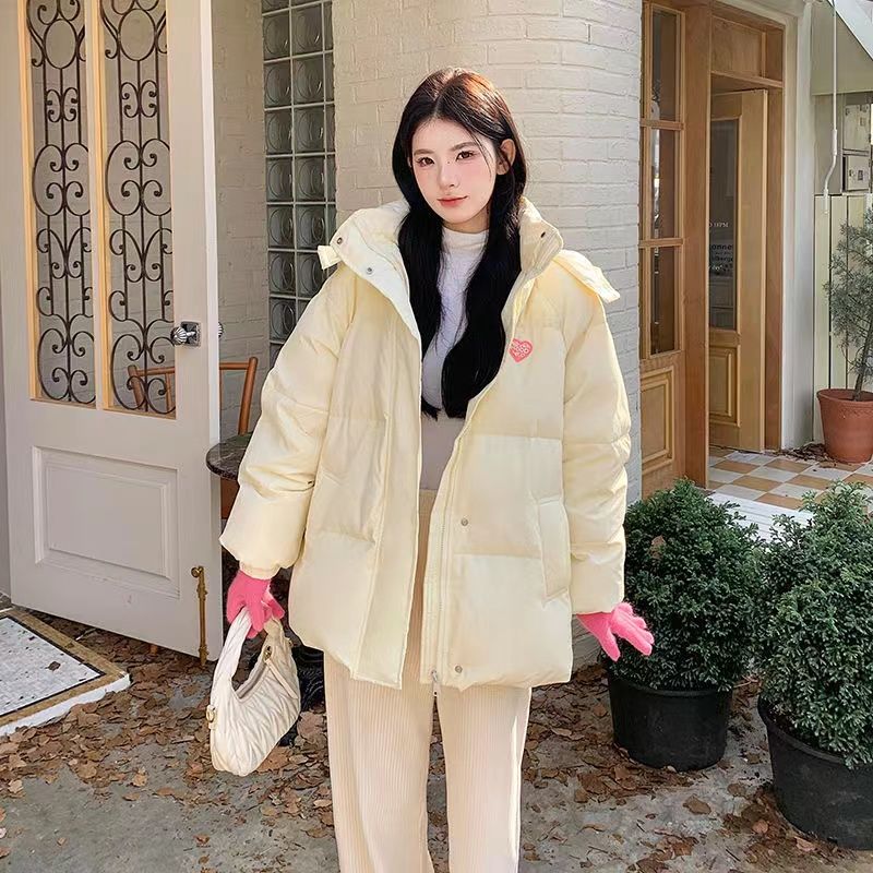 软糯甜美黄色连帽加厚棉衣服少女冬季中学生棉袄小个子面包服外套