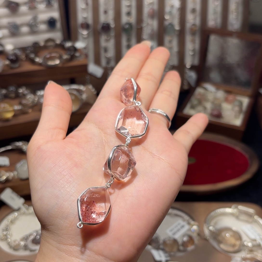 水晶手链银S925镶嵌苜*金草莓