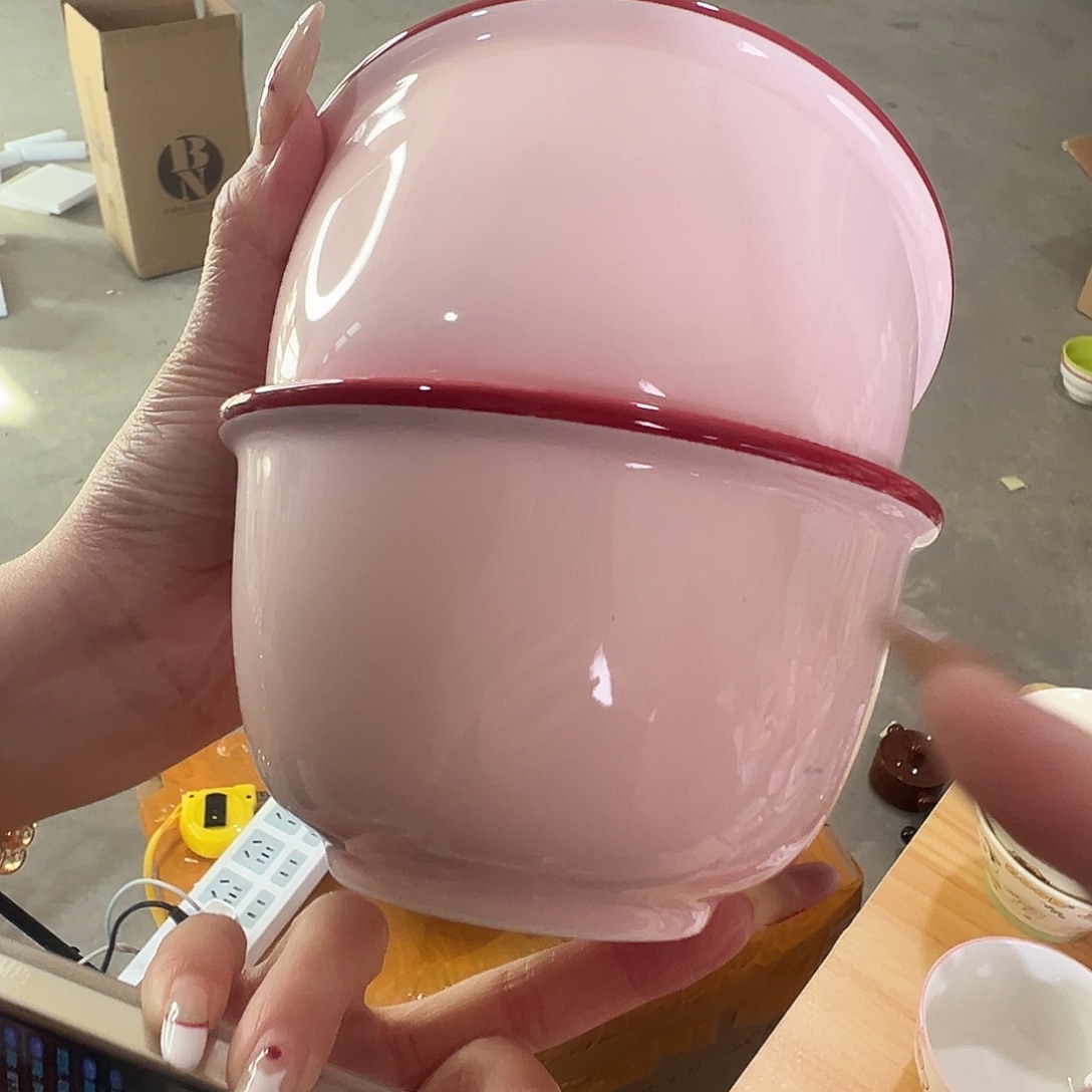 瓷粉色碗两个到手哈