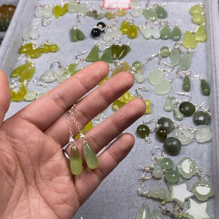 【闪购商品】蛇纹石玉挂件耳饰耳环项链未镶嵌用****1