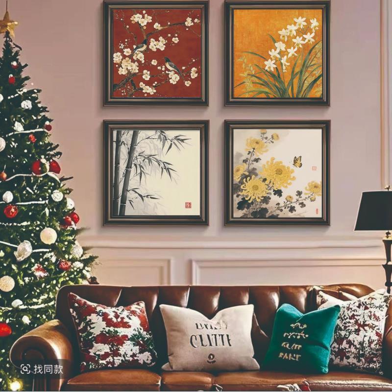 幽兰雅韵梅兰竹菊装饰画Y03-40-40*4