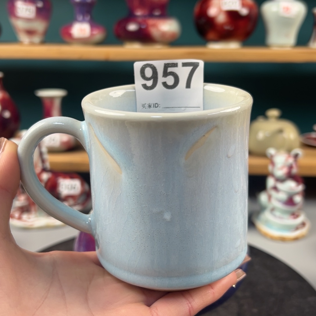 瓷片微瑕办公杯纯手工