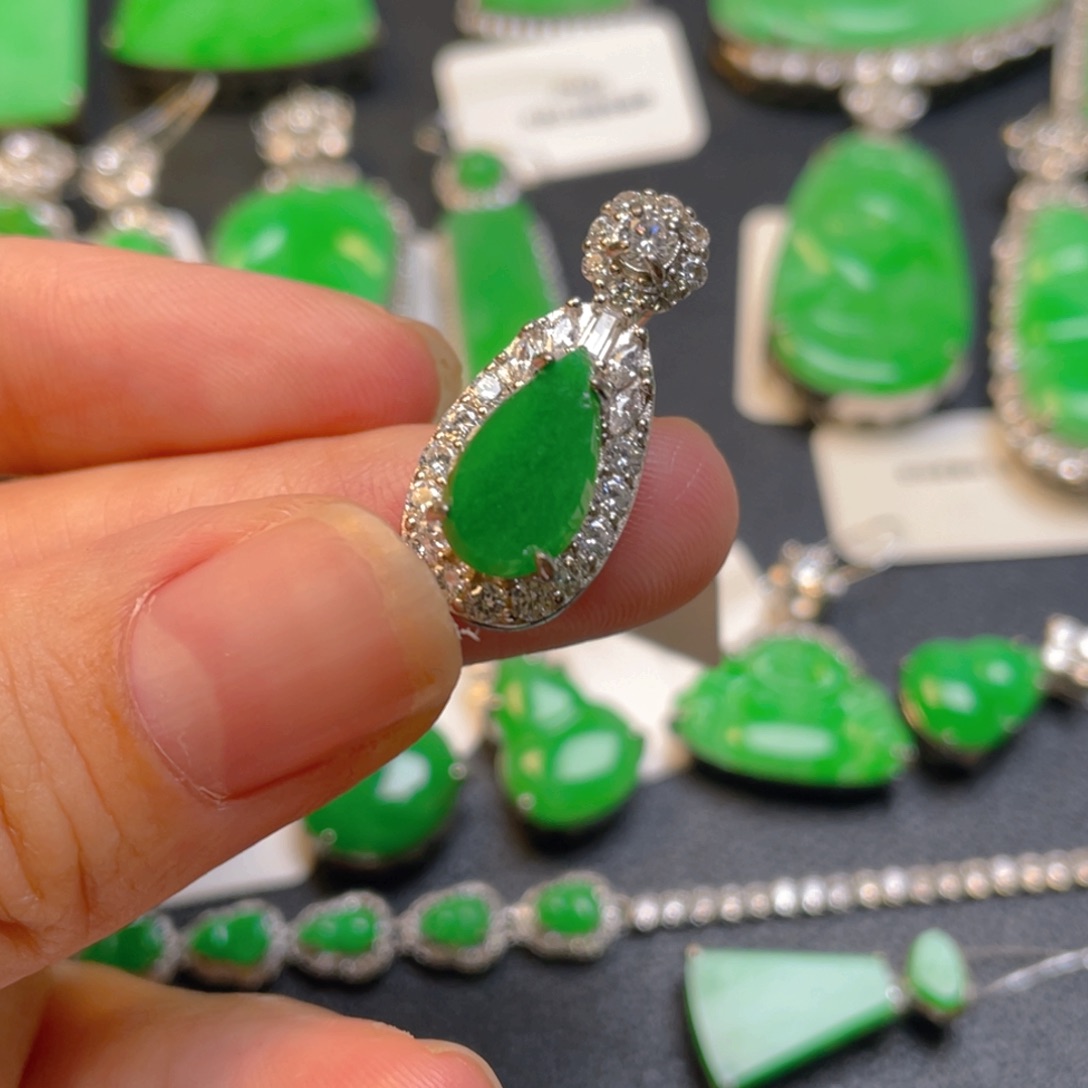 翡翠银S925镶嵌吊坠(不含链)