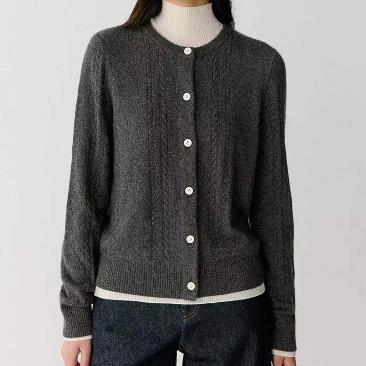 <老尚家087>女秋季圆领针织衫开衫女装长袖